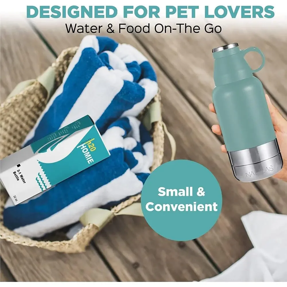 Nalalas Pet 3 in 1 Portable Stainless Steel Water Bottle 32oz